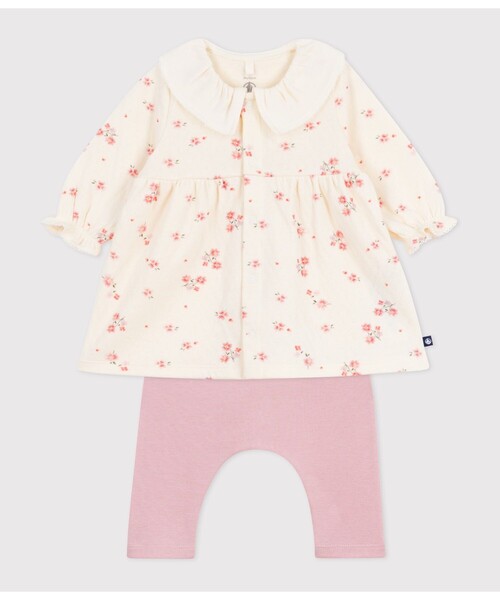 PETIT BATEAU（プチバトー）の「ワンピース＋レギンスセット（ワンピース・キッズ・ホワイト系その他・6MONTH/18MONTH/12MONTH）」の2枚目の写真