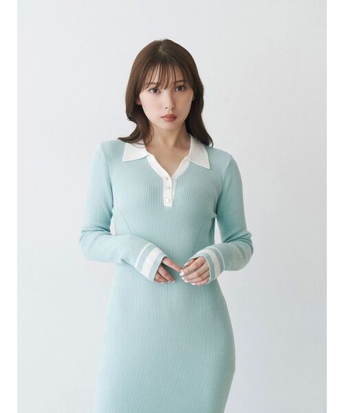 MERCURYDUO（マーキュリーデュオ）の「バイカラースキッパーニットワンピース（ワンピース・レディース・ブラック/ベージュ/ミント・SMALL/MEDIUM）」の11枚目の写真