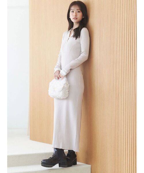 MERCURYDUO（マーキュリーデュオ）の「バイカラースキッパーニットワンピース（ワンピース・レディース・ブラック/ベージュ/ミント・SMALL/MEDIUM）」の14枚目の写真