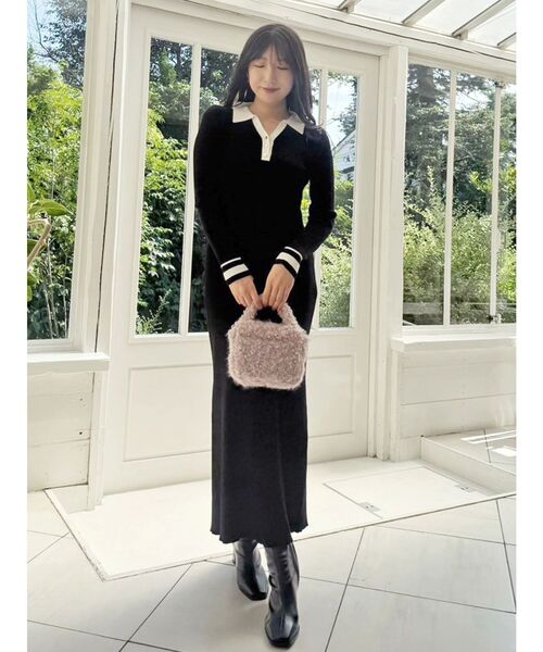 バイカラースキッパーニットワンピース（ワンピース）｜MERCURYDUO