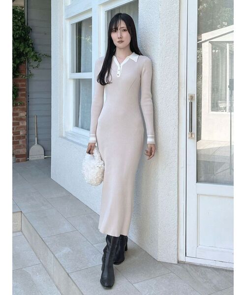 バイカラースキッパーニットワンピース（ワンピース）｜MERCURYDUO