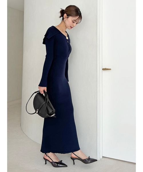 Sustainableデザインフロントニットワンピース（ワンピース）｜SNIDEL