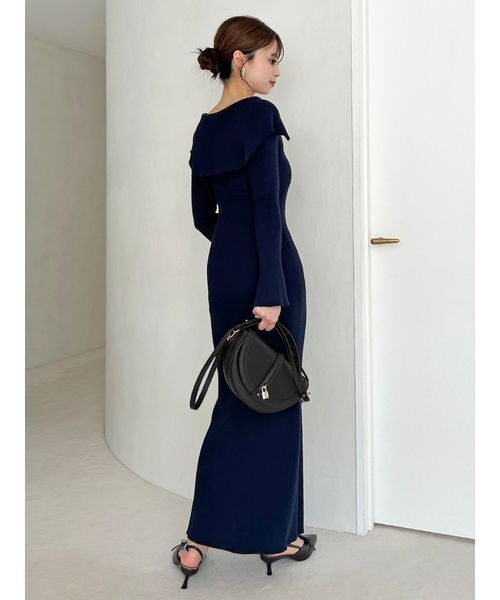 Sustainableデザインフロントニットワンピース（ワンピース