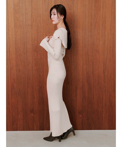 snidel Sustainableデザインフロントニットワンピース Sustainableデザインフロントニットワンピース(マキシ・ロング