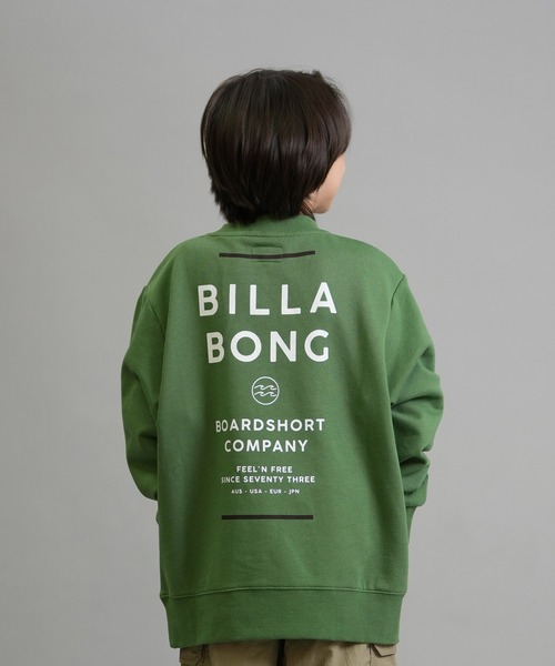BILLABONG（ビラボン）の「BILLABONG/ビラボン トレーナー スウェット キッズ クルーネック ロゴ バックプリント 裏毛 SUN BLOCK 親子コーデ BF016-001（スウェット・キッズ・ブラック/グリーン・160cm/150cm/140cm）」の2枚目の写真