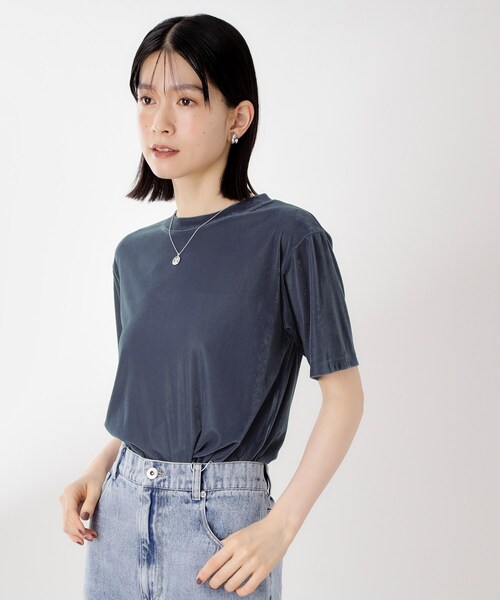 THE SHOP TK （ザ ショップ ティーケー ）の「◆シアーベロアカットソー【洗える】（Tシャツ/カットソー・レディース・ブルー/オフホワイト/ダークブラウン/ブラック・13/12）」の20枚目の写真