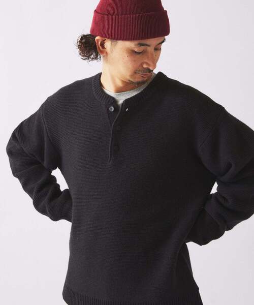 JOURNAL STANDARD relume（ジャーナルスタンダード　レリューム）の「ハミルトン ウール ガーター ヘンリーネック（ニット/セーター・メンズ・パープル/レンガ/ブラック系その他/グレー/アイボリー・LARGE/MEDIUM/SMALL）」の8枚目の写真