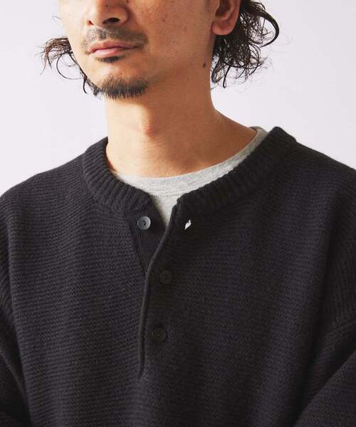 JOURNAL STANDARD relume（ジャーナルスタンダード　レリューム）の「ハミルトン ウール ガーター ヘンリーネック（ニット/セーター・メンズ・パープル/レンガ/ブラック系その他/グレー/アイボリー・LARGE/MEDIUM/SMALL）」の11枚目の写真
