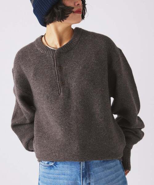 JOURNAL STANDARD relume（ジャーナルスタンダード　レリューム）の「ハミルトン ウール ガーター ヘンリーネック（ニット/セーター・メンズ・パープル/レンガ/ブラック系その他/グレー/アイボリー・LARGE/MEDIUM/SMALL）」の18枚目の写真