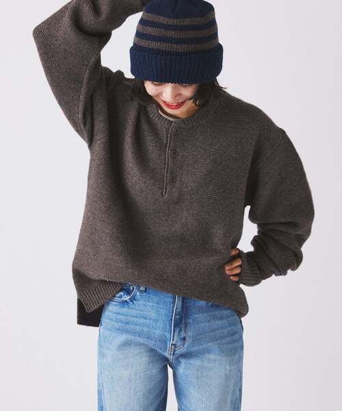 JOURNAL STANDARD relume（ジャーナルスタンダード　レリューム）の「ハミルトン ウール ガーター ヘンリーネック（ニット/セーター・メンズ・パープル/レンガ/ブラック系その他/グレー/アイボリー・LARGE/MEDIUM/SMALL）」の19枚目の写真