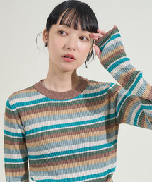 <新色追加>ウォッシャブル ラメ クルーネックニット