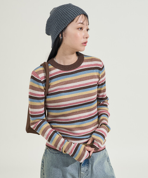 FREAK'S STORE(フリークスストア)の「<新色追加>ウォッシャブル ラメ クルーネックニット(ニット/セーター・レディース・ブラウン/グリーン/サックスブルー/ピンク系その他/ブラック/オフホワイト/チャコールグレー・フリ-)」の8枚目の写真