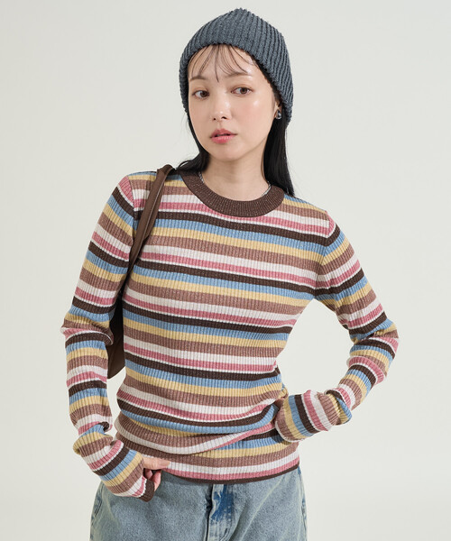 FREAK'S STORE(フリークスストア)の「<新色追加>ウォッシャブル ラメ クルーネックニット(ニット/セーター・レディース・ブラウン/グリーン/サックスブルー/ピンク系その他/ブラック/オフホワイト/チャコールグレー・フリ-)」の9枚目の写真