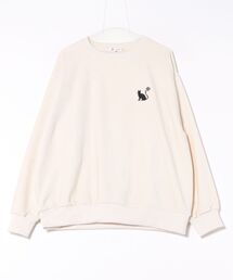 ANPAS（アンパス）の「Stretch Kersey Cat Embroidery Brushed SweatShirt/ストレッチカルゼ ワンポイント刺繍 起毛 スウェット トレーナー メンズ レディース（スウェット）」
