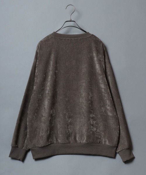 ANPAS（アンパス）の「Stretch Kersey Cat Embroidery Brushed SweatShirt/ストレッチカルゼ ワンポイント 猫 花 モチーフ 刺繍 起毛 スウェット トレーナー メンズ レディース（スウェット・メンズ・アイボリー/カーキ/チャコール・M/L）」の9枚目の写真