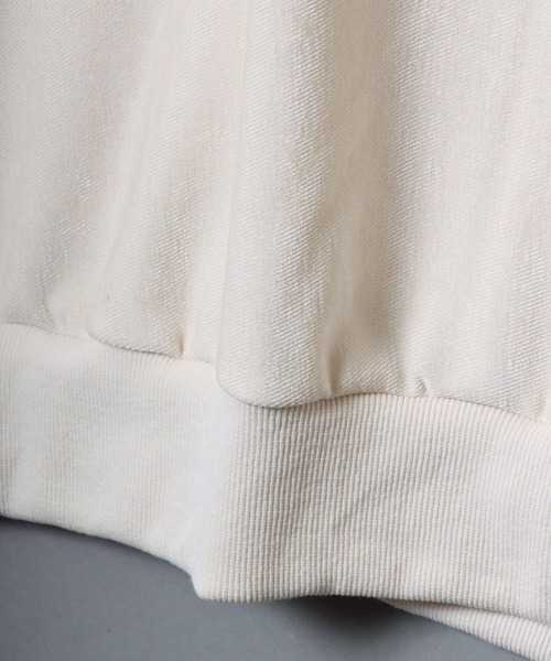 ANPAS（アンパス）の「Stretch Kersey Cat Embroidery Brushed SweatShirt/ストレッチカルゼ ワンポイント 猫 花 モチーフ 刺繍 起毛 スウェット トレーナー メンズ レディース（スウェット・メンズ・アイボリー/カーキ/チャコール・M/L）」の16枚目の写真