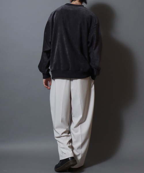 ANPAS(アンパス)の「Stretch Kersey Cat Embroidery Brushed Sweat-Shirt/ストレッチカルゼ ワンポイント 猫モチーフ 刺繍 起毛 スウェット トレーナー メンズ レディース カットソー トップス 秋冬(スウェット・メンズ・アイボリー/カーキ/チャコール・M/L)」の9枚目の写真