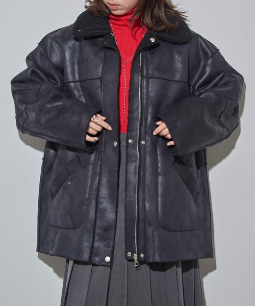 MAISON BREEZE reveur(メゾンブリーズレヴール)の「【MAISON BREEZE reveur】リバーシブルFムートンコート trc(ムートンコート・レディース・ブラウン/ブラック・FREE)」の2枚目の写真