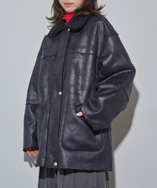 MAISON BREEZE reveur(メゾンブリーズレヴール)の「【MAISON BREEZE reveur】リバーシブルFムートンコート trc(ムートンコート・レディース・ブラウン/ブラック・FREE)」の22枚目の写真