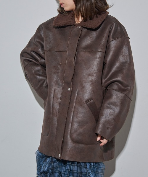 MAISON BREEZE reveur(メゾンブリーズレヴール)の「【MAISON BREEZE reveur】リバーシブルFムートンコート trc(ムートンコート・レディース・ブラウン/ブラック・FREE)」の6枚目の写真