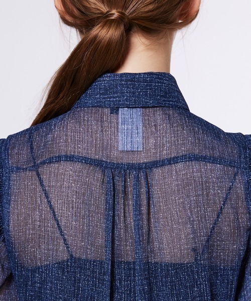 ダブルスタンダード　デニムプリントシフォンブラウス デニムプリントシフォンブラウス（シャツ/ブラウス）｜DOUBLE