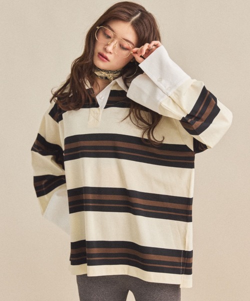 ポロシャツ MIRROR STOKE OVERSIZED RUGBY SHIRT セール】【ZOZO限定】OVERSIZED RUGBY SHIRT/オーバーサイズラガー
