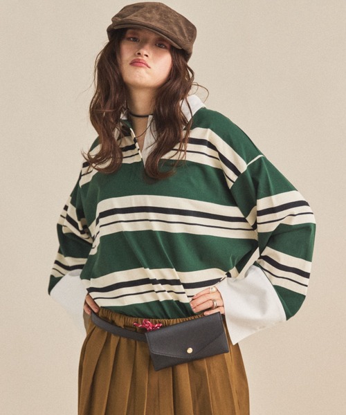 ポロシャツ MIRROR STOKE OVERSIZED RUGBY SHIRT セール】【ZOZO限定】OVERSIZED RUGBY SHIRT/オーバーサイズラガー
