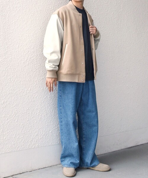 セール】SHIPS any: PURE WOOL MELTON スタジアム ブルゾン