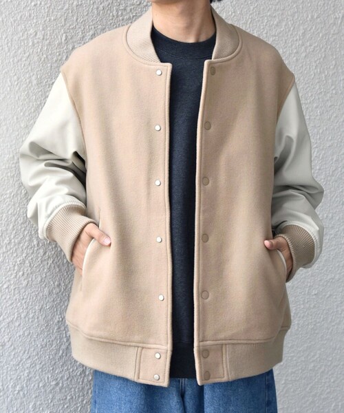 セール】SHIPS any: PURE WOOL MELTON スタジアム ブルゾン