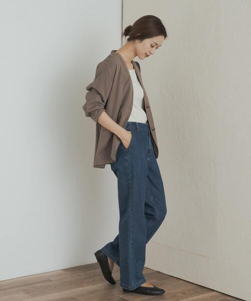 URBAN RESEARCH DOORS(アーバンリサーチドアーズ)の「ノーカラージャケット(ノーカラージャケット・レディース・ベージュ/ブラック・MEDIUM)」の8枚目の写真