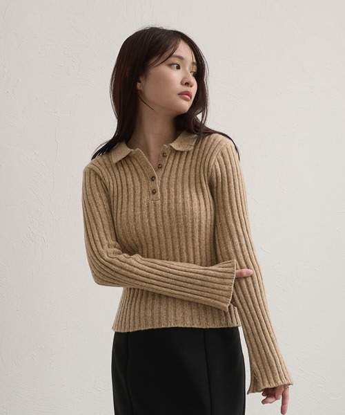 セール】スラブ調ポロニット（ニット/セーター）｜raffime（ラフィミー
