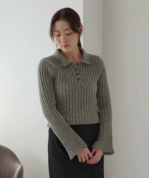 スラブ調ポロニット（ニット/セーター）｜raffime（ラフィミー