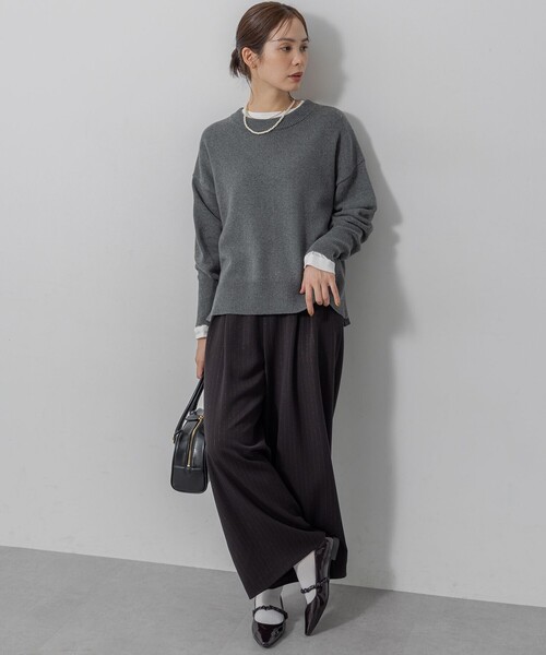 組曲(クミキョク)の「ラメストライプ ワイドパンツ(その他パンツ・レディース・ブラック系1/グレー系1・3/2/1)」の17枚目の写真