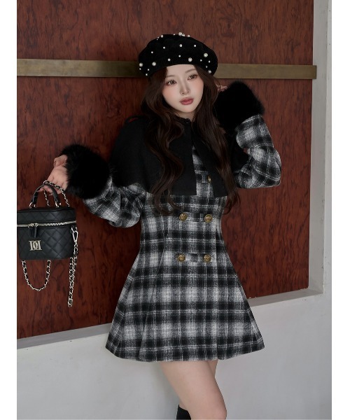 ケープチェックナポレオンコート（その他アウター）｜Darich