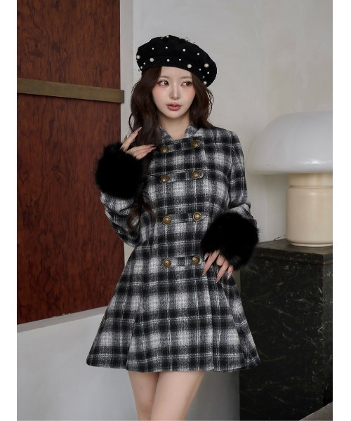 ケープチェックナポレオンコート（その他アウター）｜Darich