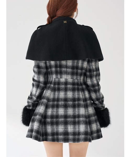 ケープチェックナポレオンコート（その他アウター）｜Darich