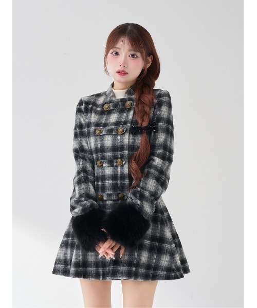 ケープチェックナポレオンコート（その他アウター）｜Darich