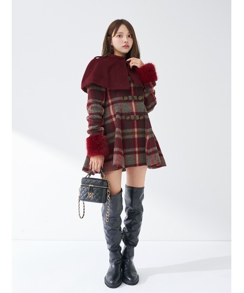 ケープチェックナポレオンコート ケープチェックナポレオンコート（その他アウター）｜Darich