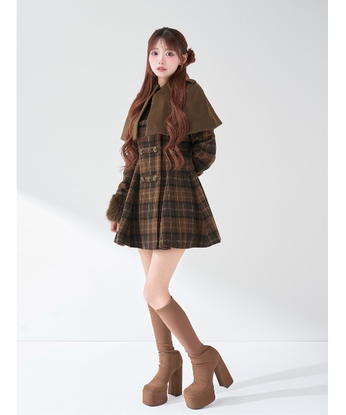【Darich】ケープチェックナポレオンコート ケープチェックナポレオンコート（その他アウター）｜Darich