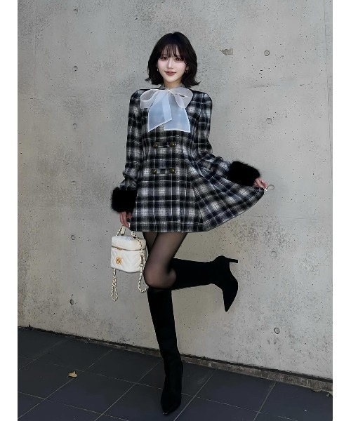 ケープチェックナポレオンコート（その他アウター）｜Darich