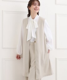 SHOO・LA・RUE | 【洗濯機可/セットアップ可/S-3L】きちんと楽に。カットジョーゼット ロングジレ(ベスト)