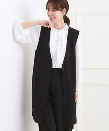 SHOO・LA・RUE | 【洗濯機可/S-3L/イージーケア】きちんと楽に。カットジョーゼットロングジレ(ベスト)