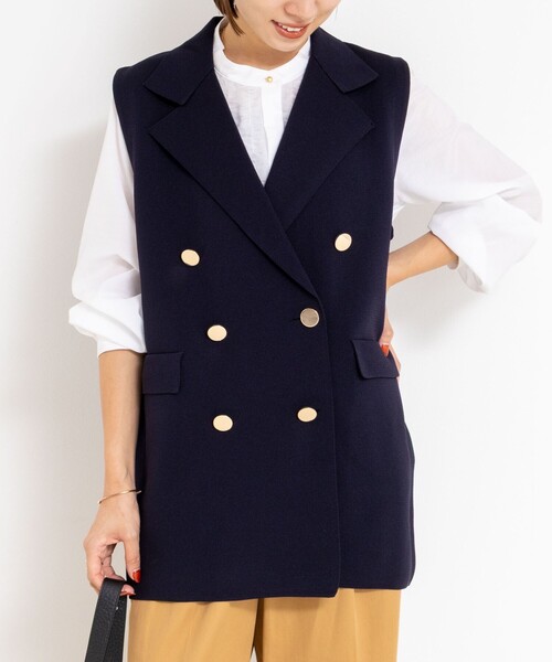 NOLLEY’S（ノーリーズ）の「《手洗い可能》ミラノリブニットベスト（ベスト・レディース・グレー/ネイビー・38）」の2枚目の写真