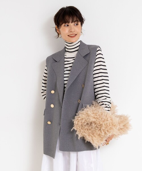 NOLLEY’S（ノーリーズ）の「《手洗い可能》ミラノリブニットベスト（ベスト・レディース・グレー/ネイビー・38）」の16枚目の写真