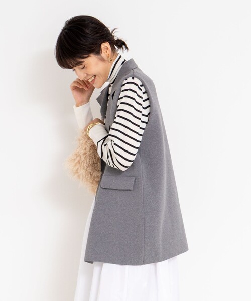 NOLLEY’S（ノーリーズ）の「《手洗い可能》ミラノリブニットベスト（ベスト・レディース・グレー/ネイビー・38）」の4枚目の写真