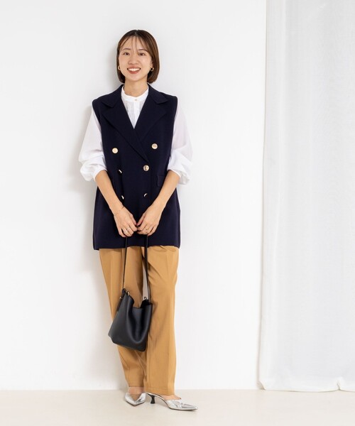 NOLLEY’S（ノーリーズ）の「《手洗い可能》ミラノリブニットベスト（ベスト・レディース・グレー/ネイビー・38）」の12枚目の写真