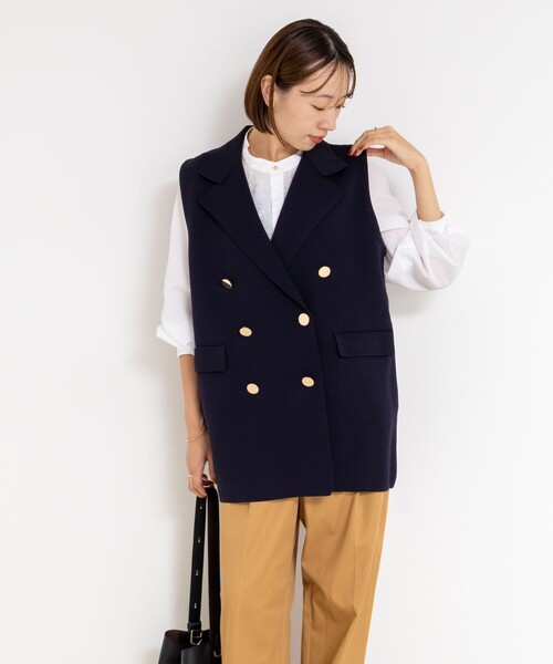 NOLLEY’S（ノーリーズ）の「《手洗い可能》ミラノリブニットベスト（ベスト・レディース・グレー/ネイビー・38）」の11枚目の写真