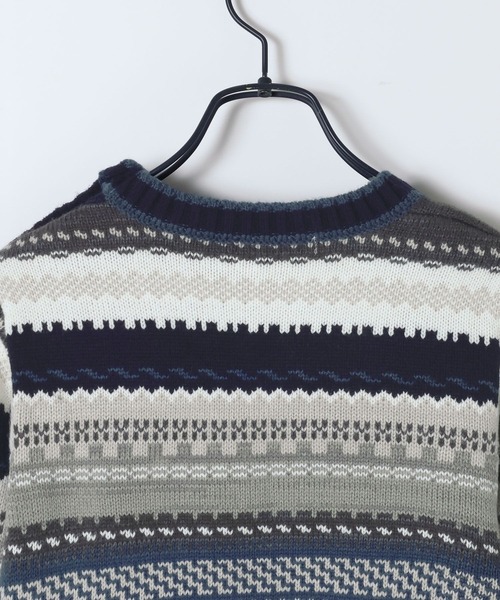 JEANASIS（ジーナシス）の「カラフルジャガードレトロボーダープルオーバー/605963（ニット/セーター・レディース・マルチ/グレー系その他・FREE）」の7枚目の写真