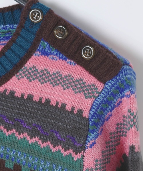 JEANASIS（ジーナシス）の「カラフルジャガードレトロボーダープルオーバー/605963（ニット/セーター・レディース・マルチ/グレー系その他・FREE）」の4枚目の写真