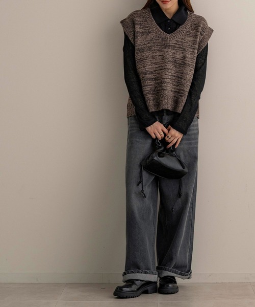 NOAHL(ノアル)の「【NOAHL】MIXニットベスト(ベスト・レディース・ブラウン系/ネイビー系・FREE)」の17枚目の写真